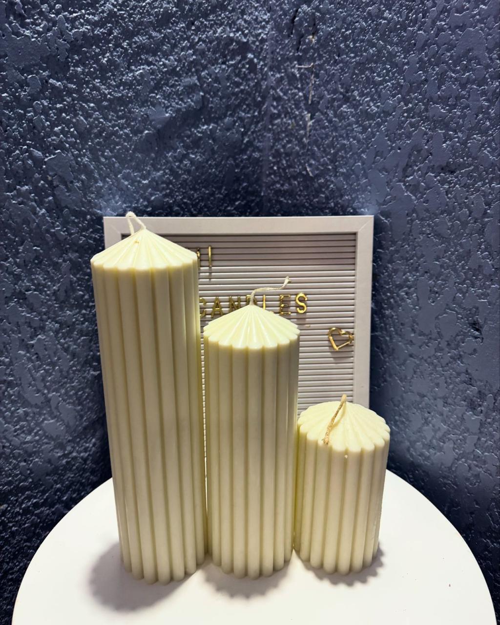 Ribbed Pillar Candles 3 set combo